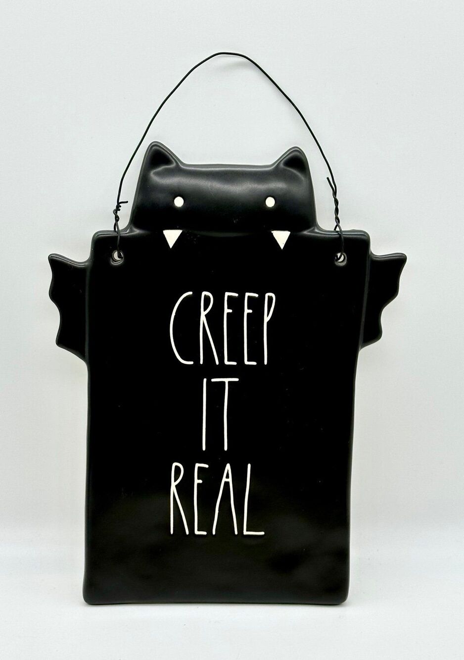 Rae Dunn Wall Plaque Halloween Black Bat Creep It Real